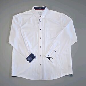 Alex Vando Mens Dress Shirt Size XXL Blue Accents 4 Way Stretch